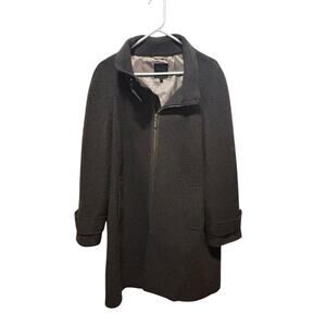 Hilary Radley 100% wool long gray jacket coat winter lined pleated women's sz 14